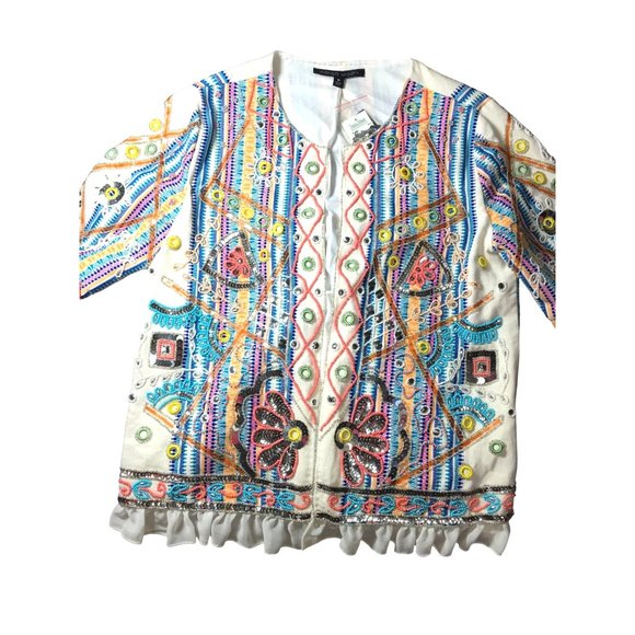 Indigo Moon Full Front Beaded Blazer size Medium New with Tags - Picture 5 of 14